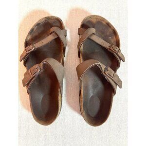 Birkenstock Womens Brown Leather Sandals With Adjustable Straps size 9